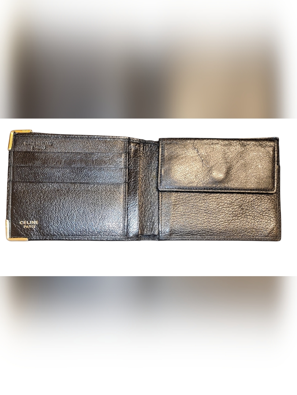 Celine Black Leather Wallet with Triomphe Crest - COA included - Picture 3 of 4
